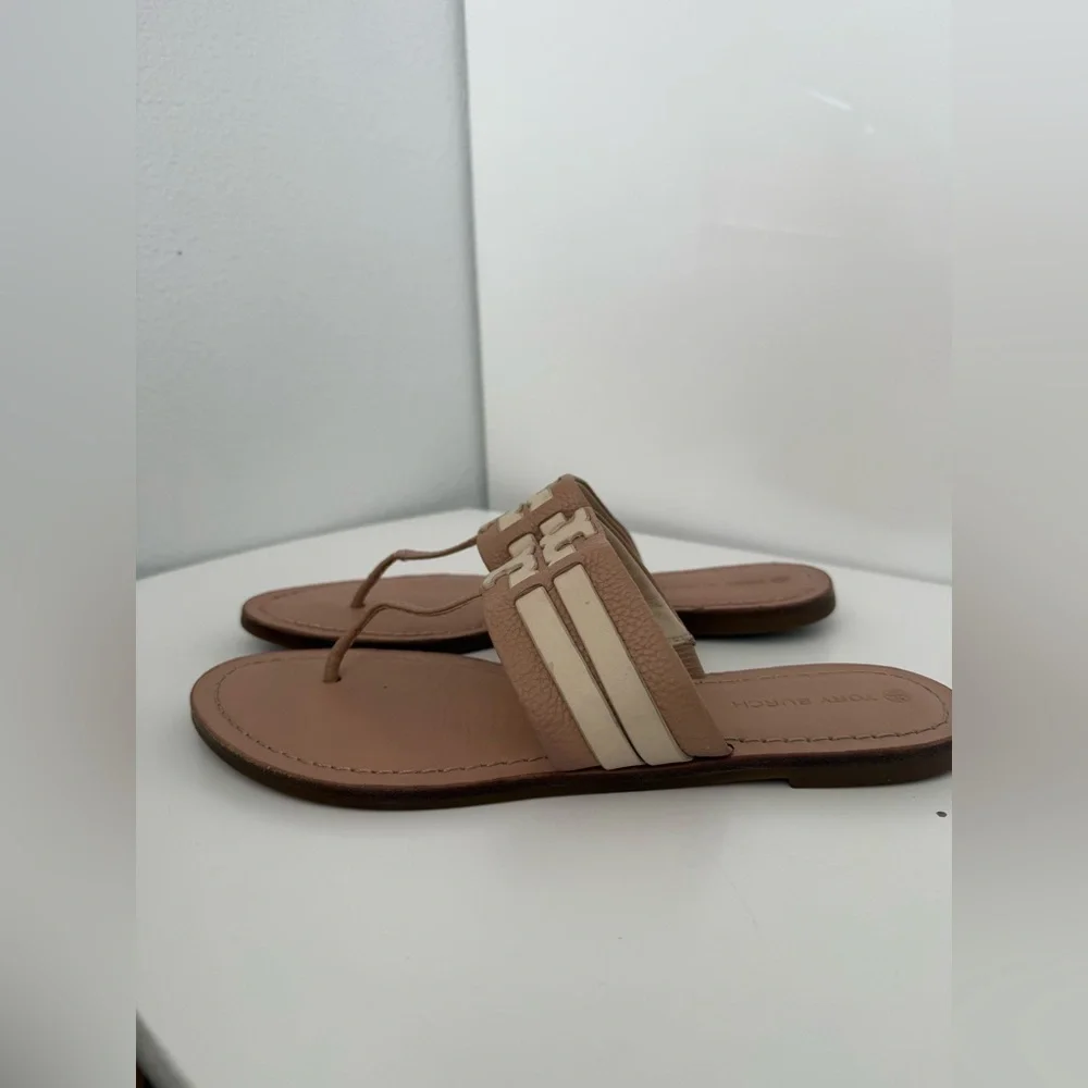 Tory Burch Leather Tan and Cream Sandals size 10